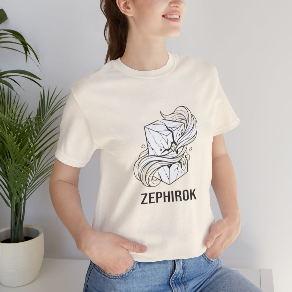 Zephirok Logo T-Shirt — Minimalist Ice Marble & Wind Graphic Tee