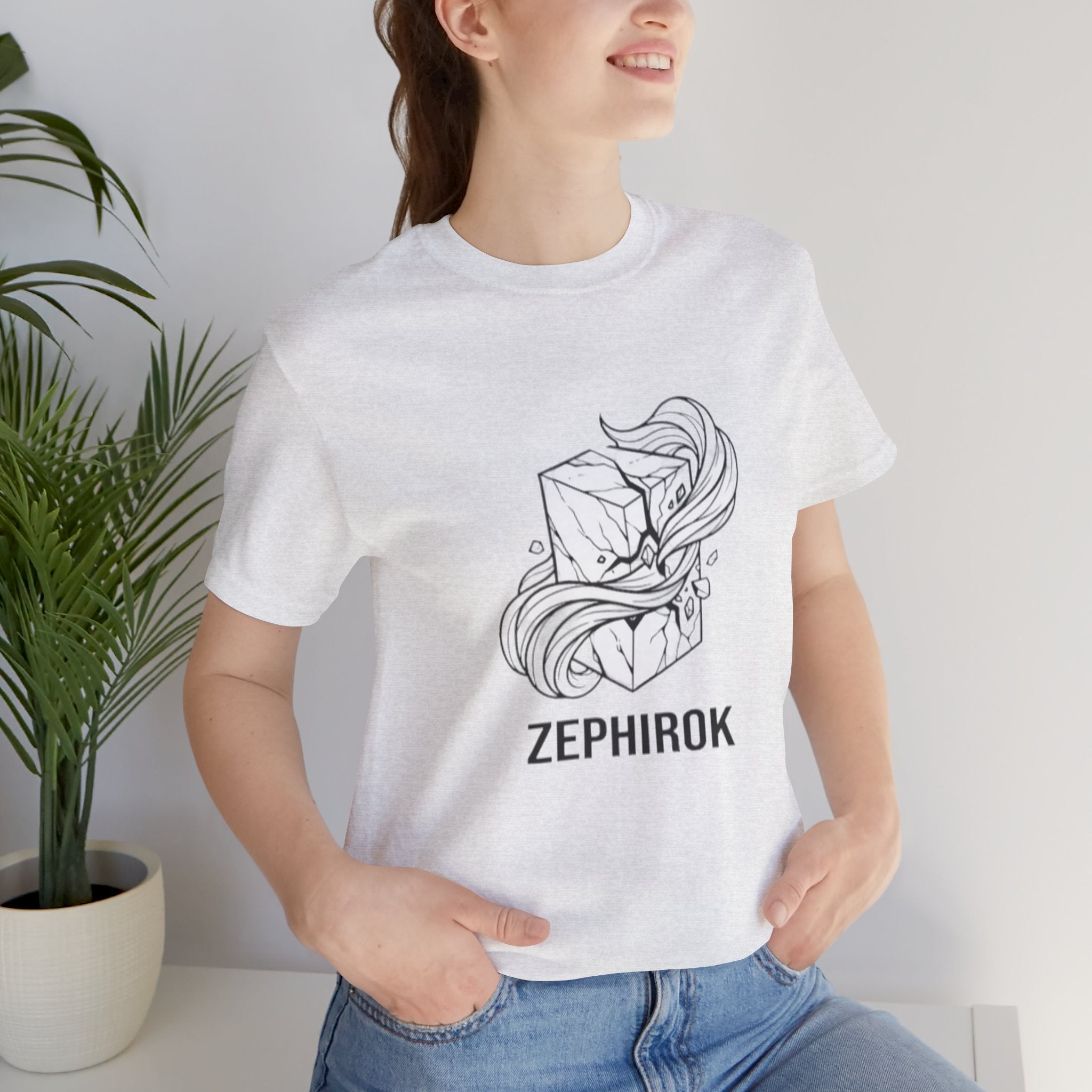 Zephirok Logo T-Shirt — Minimalist Ice Marble & Wind Graphic Tee