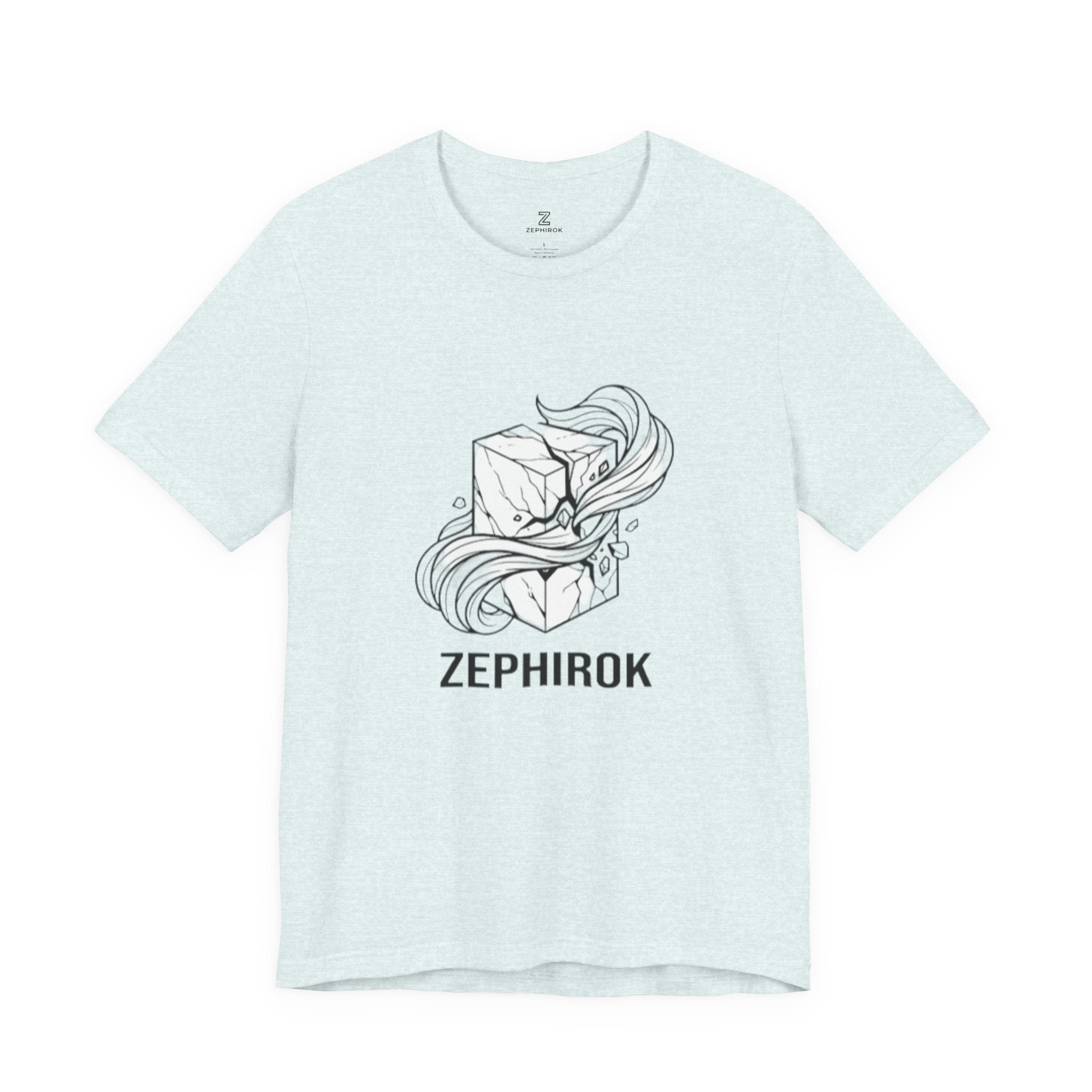 Zephirok Logo T-Shirt — Minimalist Ice Marble & Wind Graphic Tee