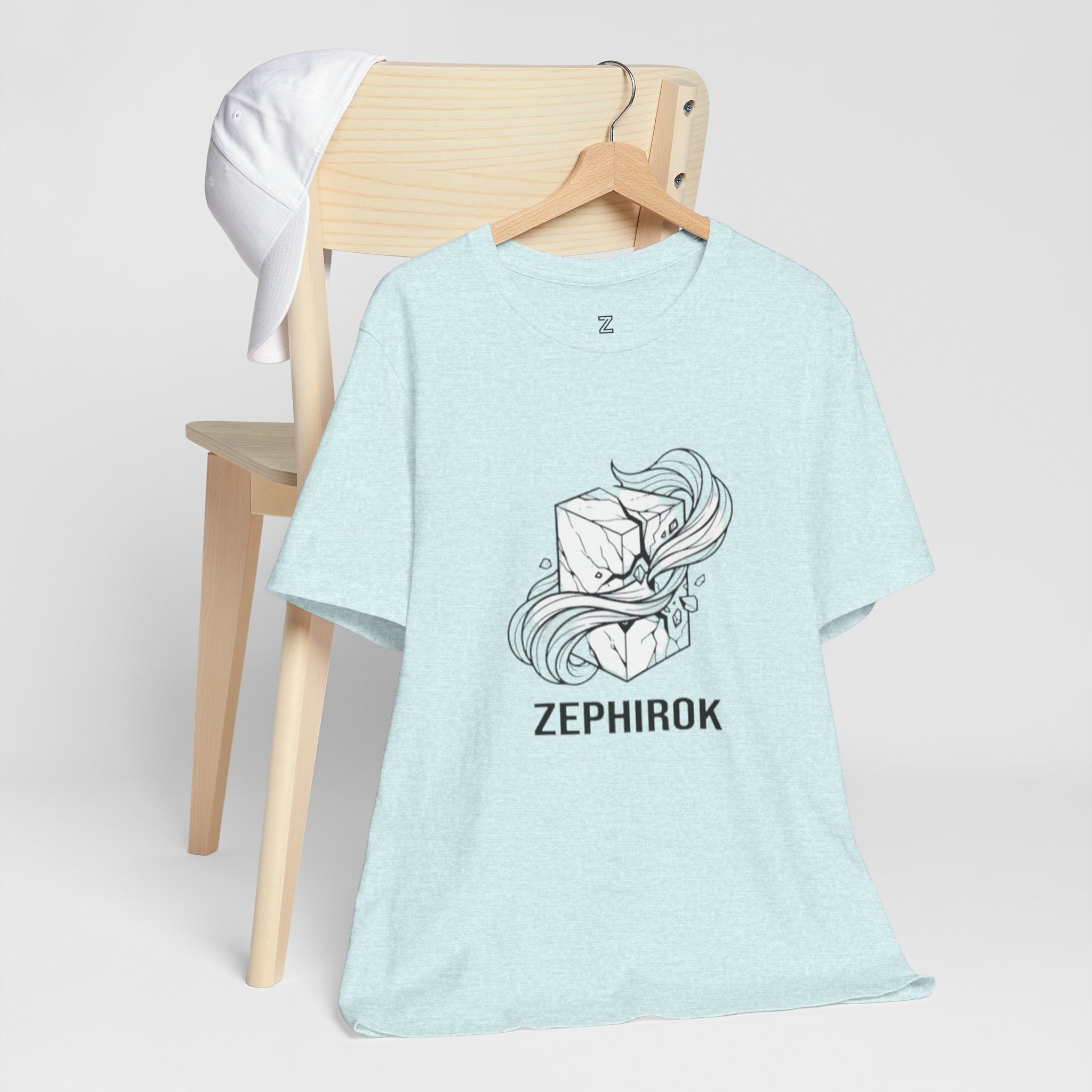 Zephirok Logo T-Shirt — Minimalist Ice Marble & Wind Graphic Tee