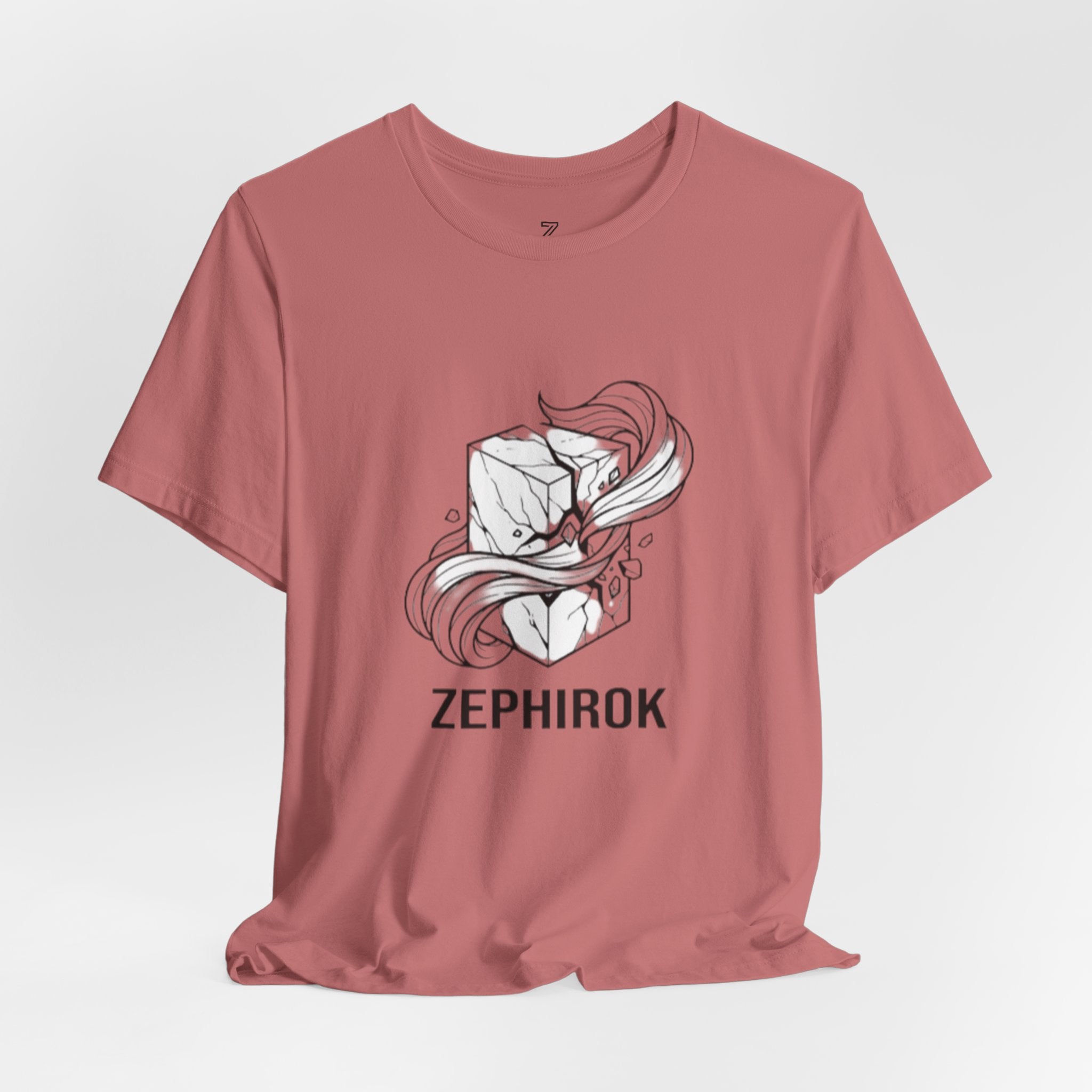 Zephirok Logo T-Shirt — Minimalist Ice Marble & Wind Graphic Tee