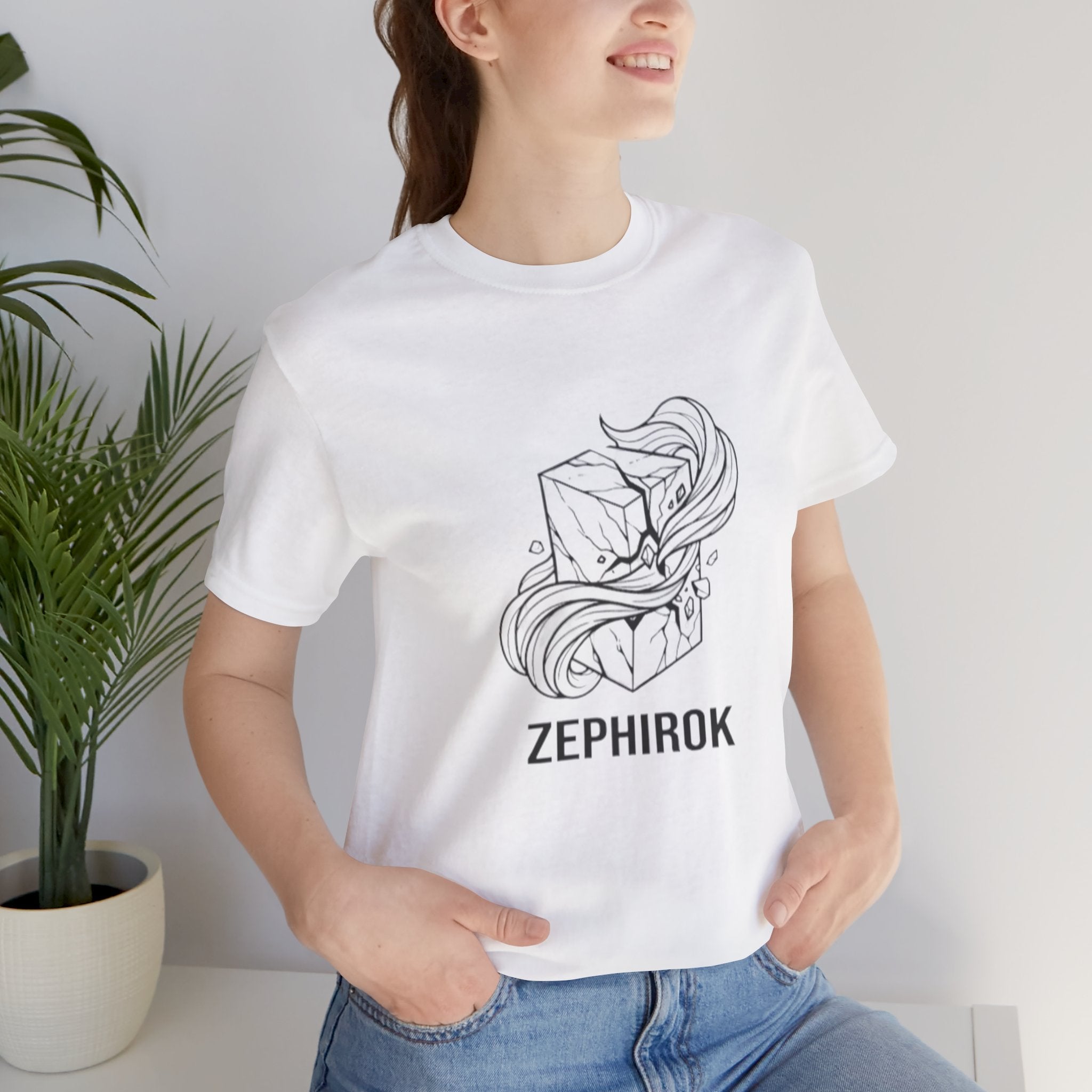 Zephirok Logo T-Shirt — Minimalist Ice Marble & Wind Graphic Tee