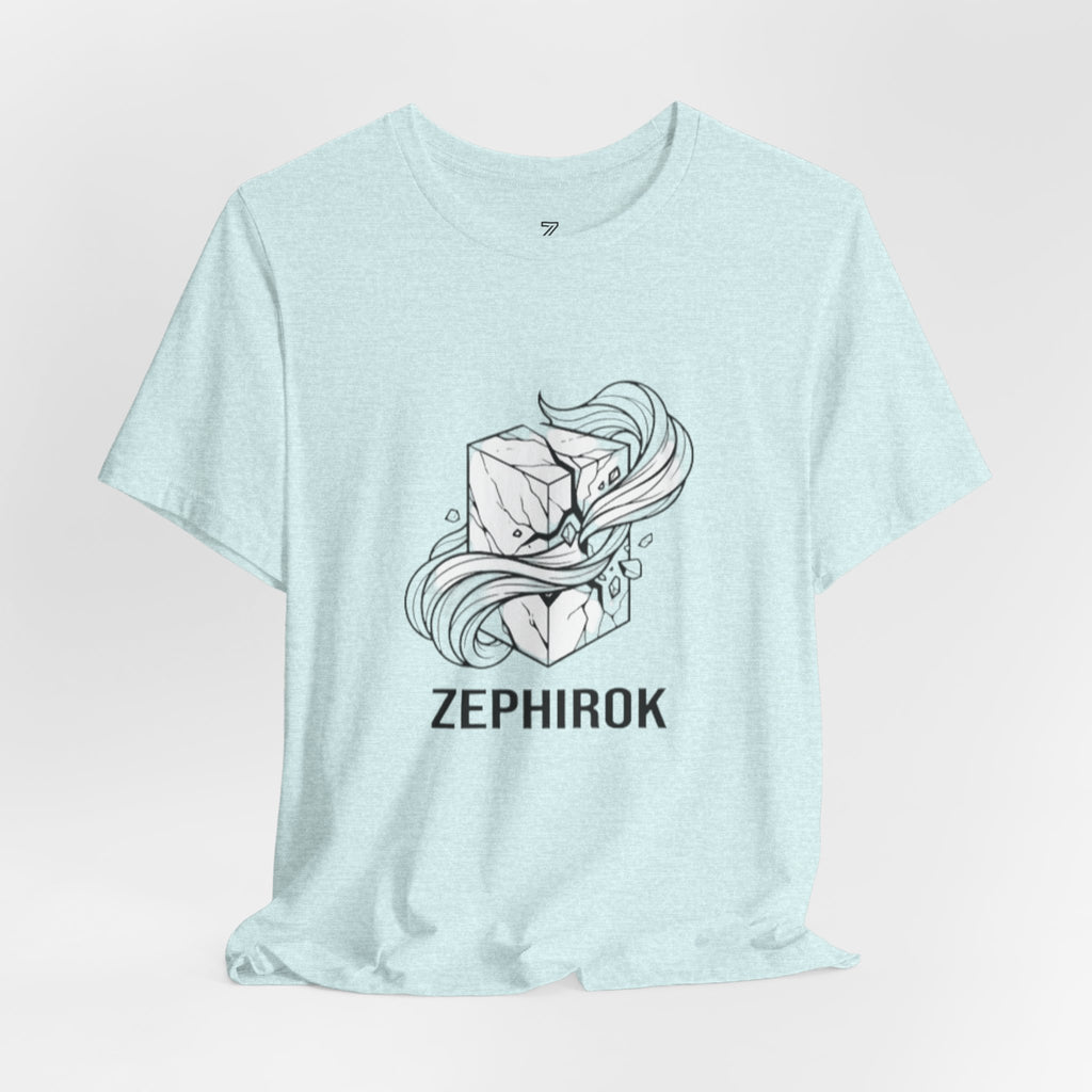 Zephirok Logo T-Shirt — Minimalist Ice Marble & Wind Graphic Tee
