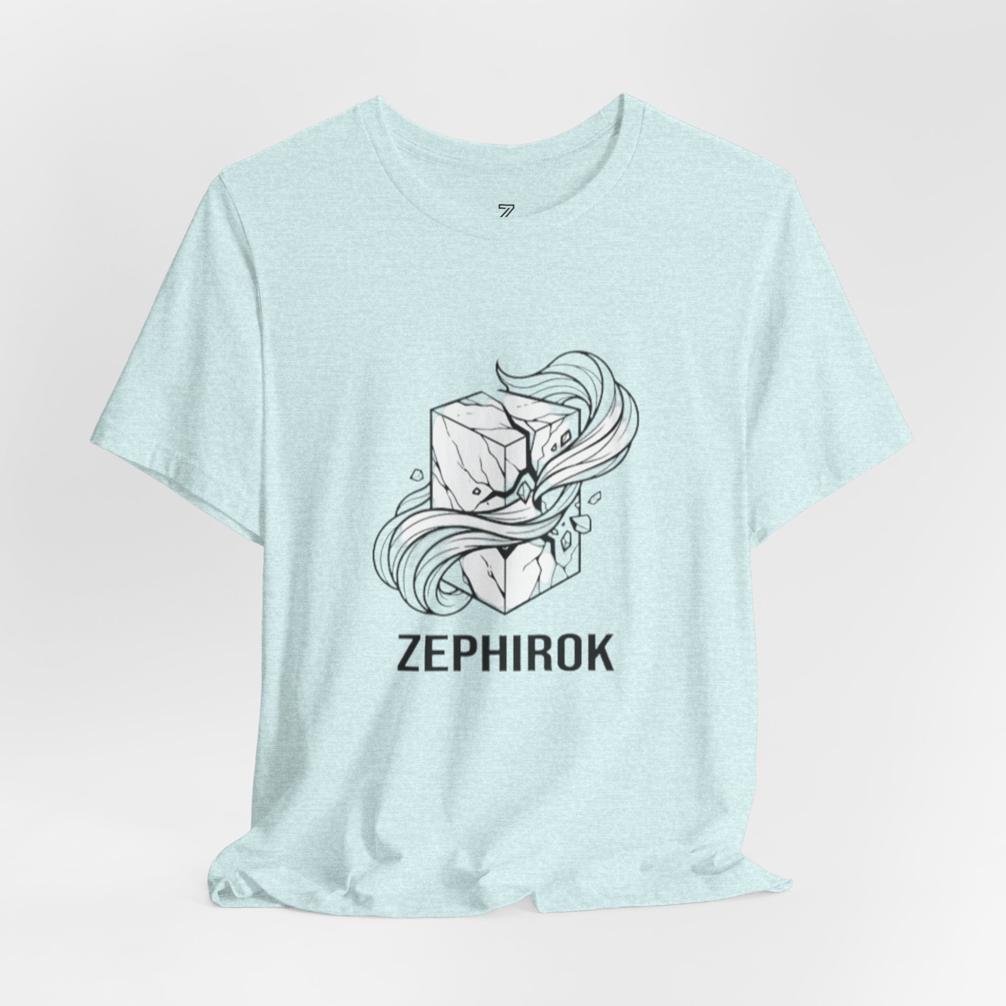 Zephirok Logo T-Shirt — Minimalist Ice Marble & Wind Graphic Tee