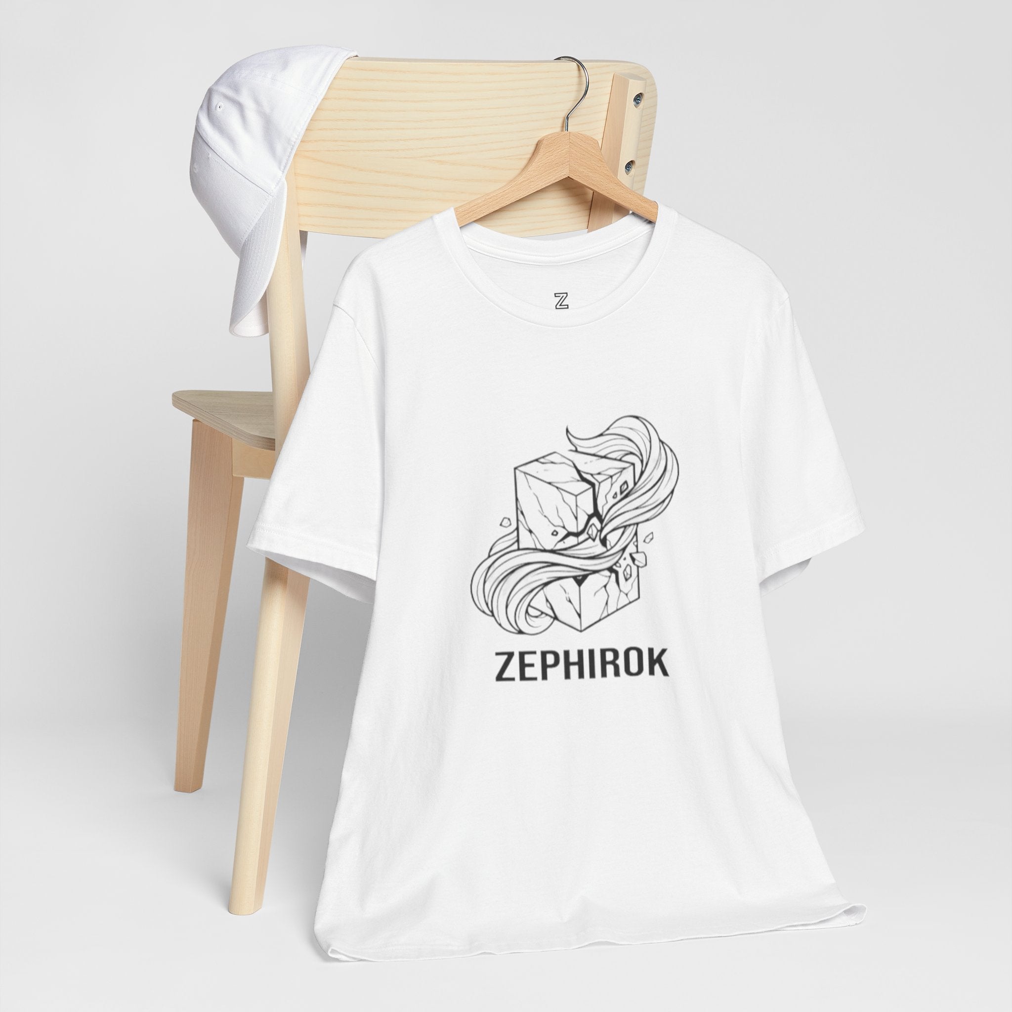 Zephirok Logo T-Shirt — Minimalist Ice Marble & Wind Graphic Tee