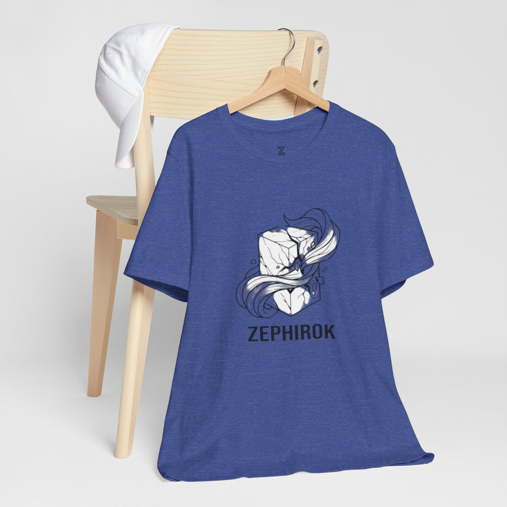 Zephirok Logo T-Shirt — Minimalist Ice Marble & Wind Graphic Tee