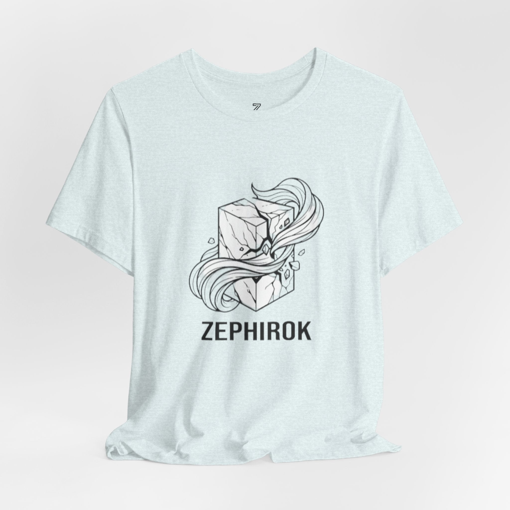 Zephirok Logo T-Shirt — Minimalist Ice Marble & Wind Graphic Tee
