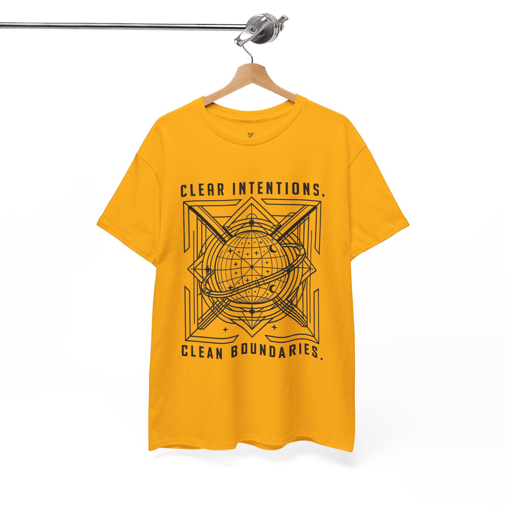 Graphic Tee — "Clear Intentions. Clean Boundaries." Geometric Globe Design