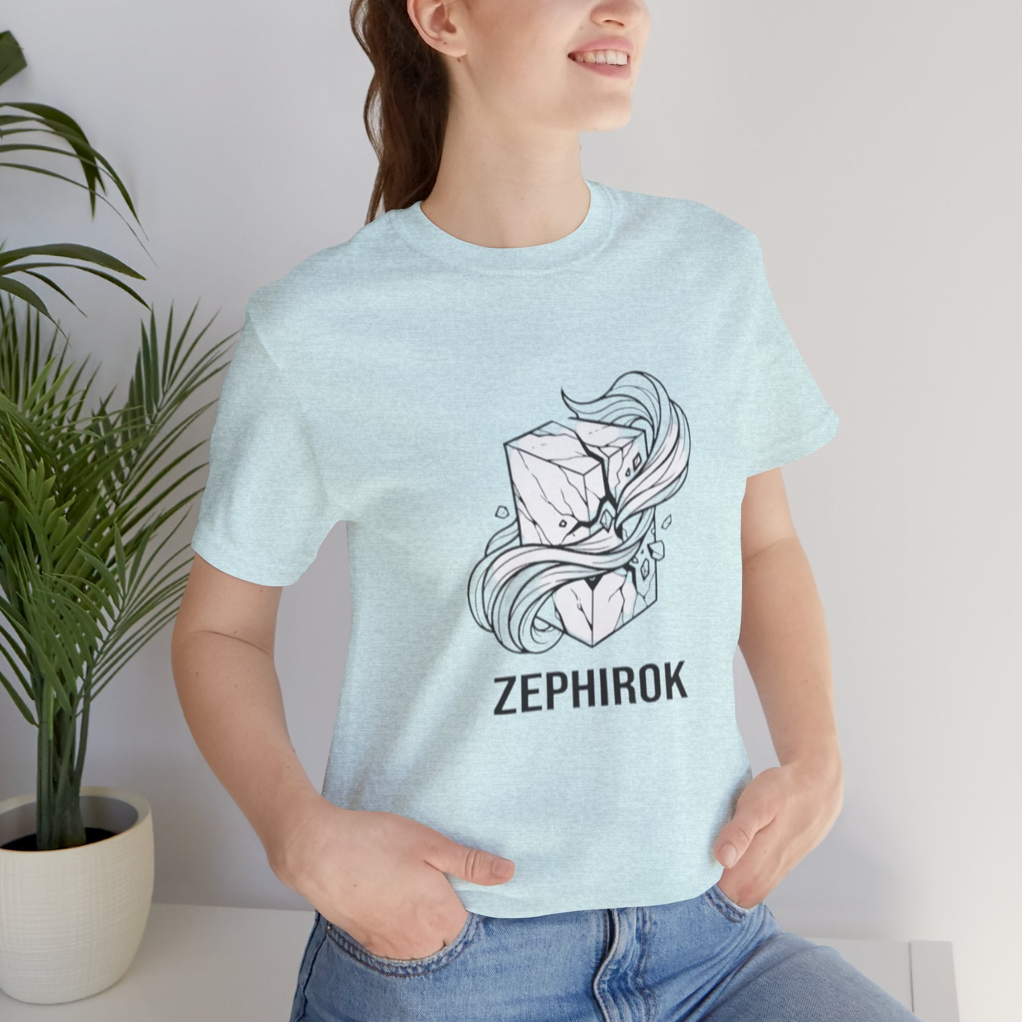 Zephirok Logo T-Shirt — Minimalist Ice Marble & Wind Graphic Tee