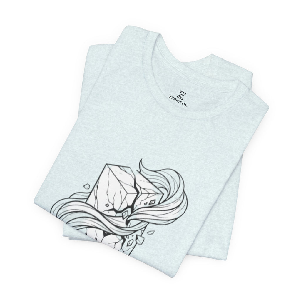 Zephirok Logo T-Shirt — Minimalist Ice Marble & Wind Graphic Tee