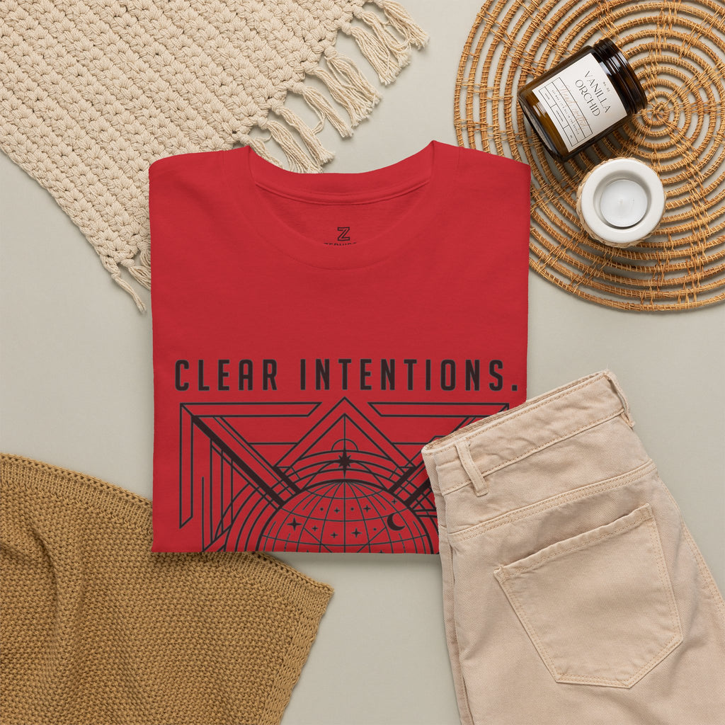 Graphic Tee — "Clear Intentions. Clean Boundaries." Geometric Globe Design