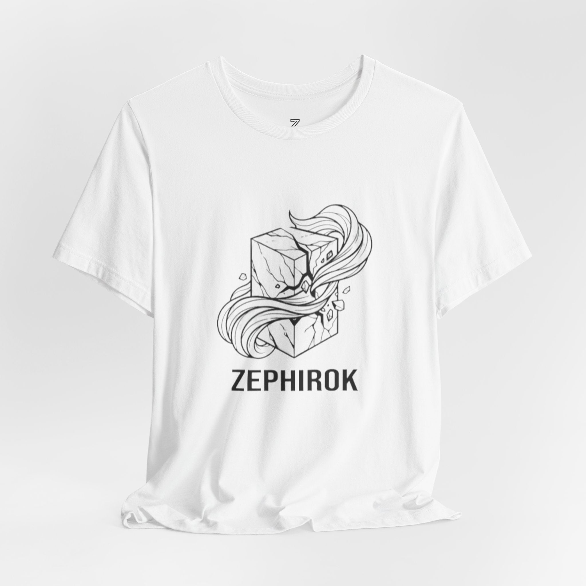 Zephirok Logo T-Shirt — Minimalist Ice Marble & Wind Graphic Tee