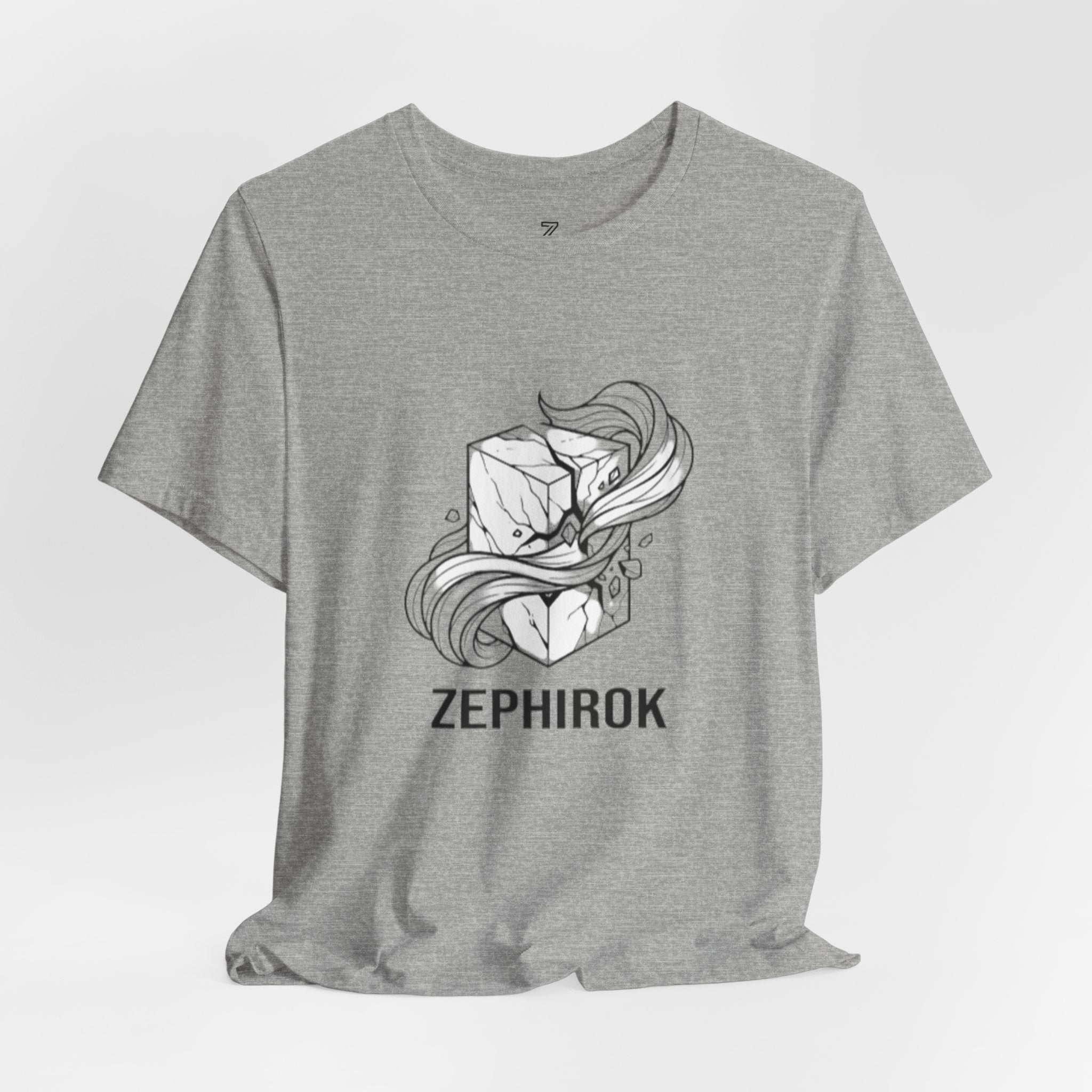 Zephirok Logo T-Shirt — Minimalist Ice Marble & Wind Graphic Tee