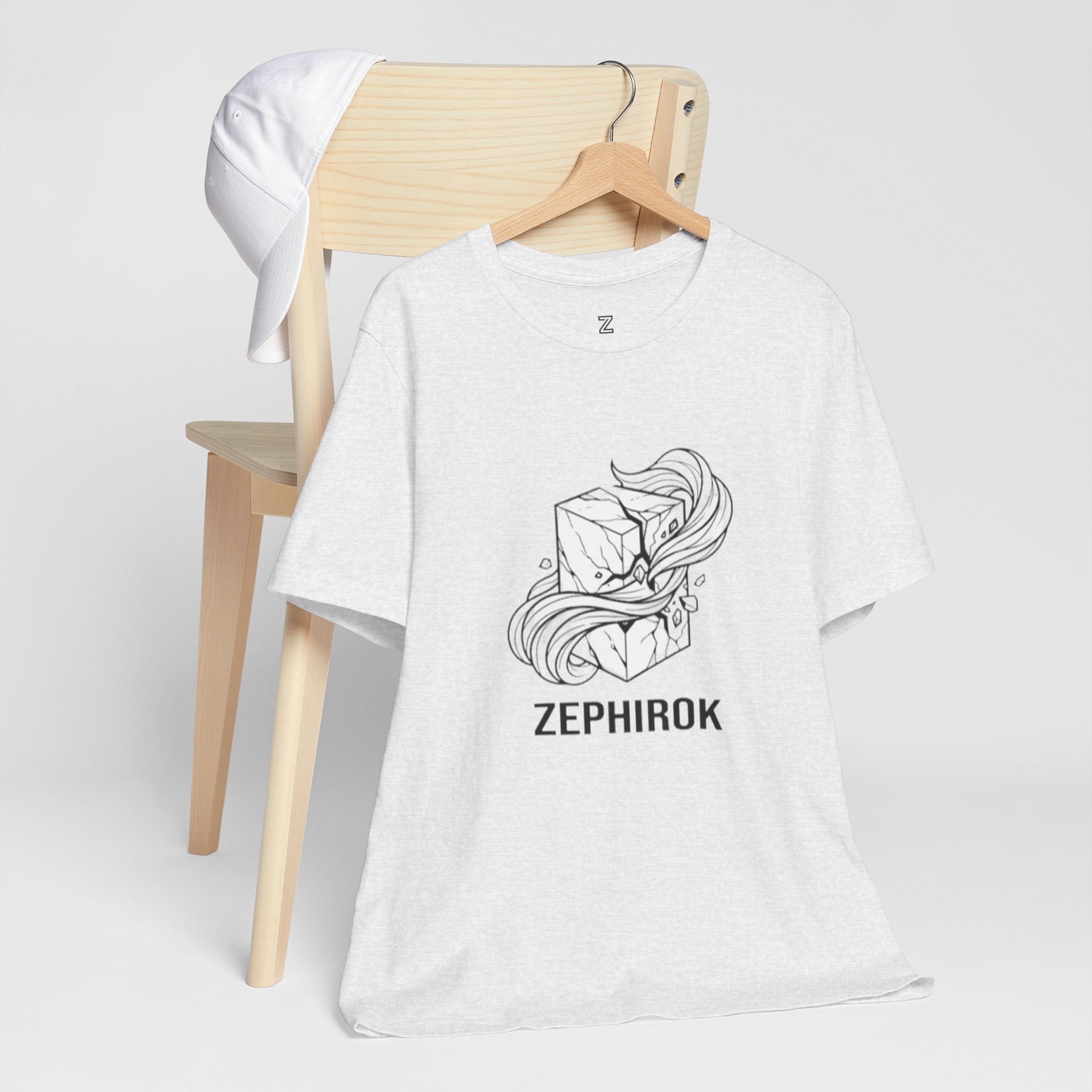 Zephirok Logo T-Shirt — Minimalist Ice Marble & Wind Graphic Tee