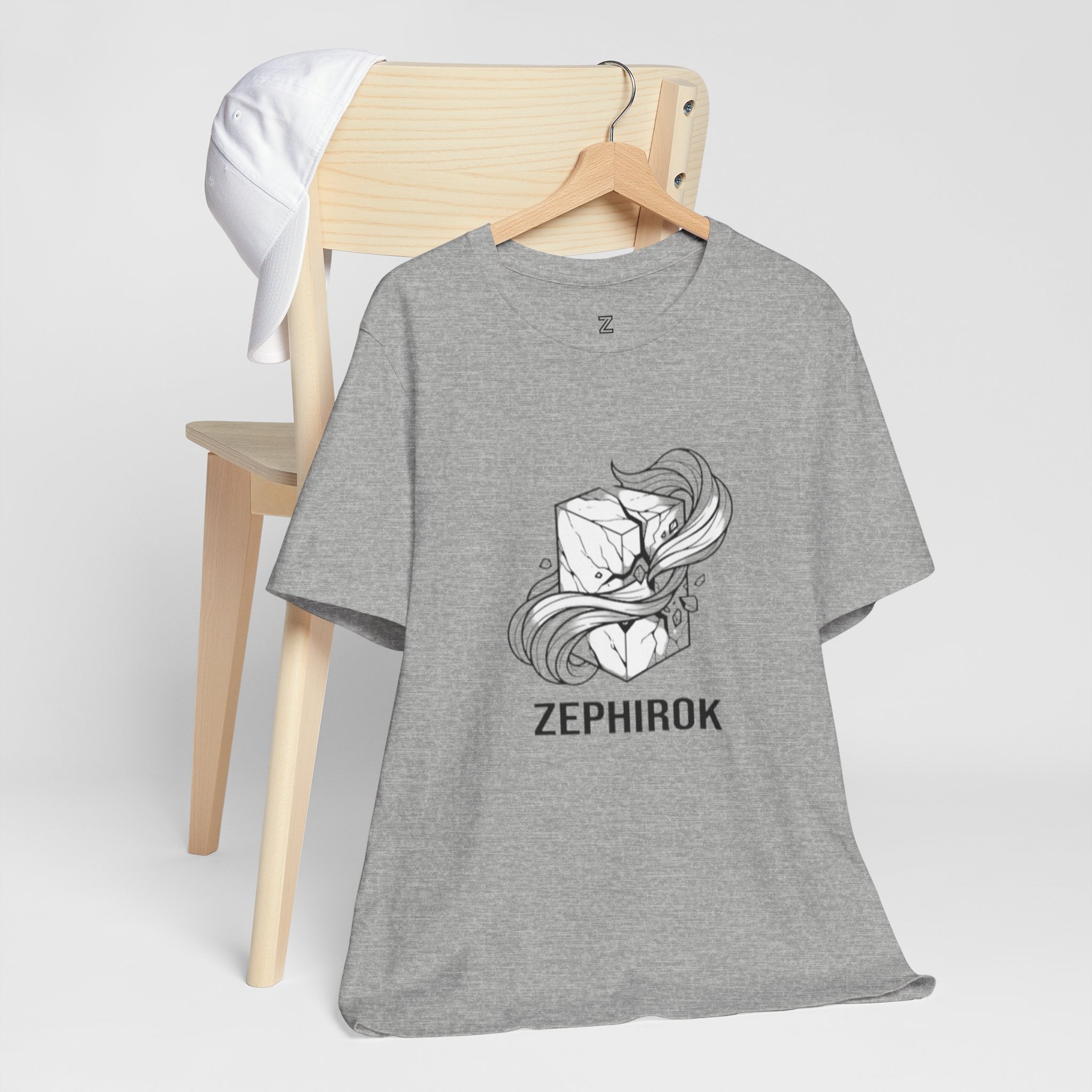 Zephirok Logo T-Shirt — Minimalist Ice Marble & Wind Graphic Tee