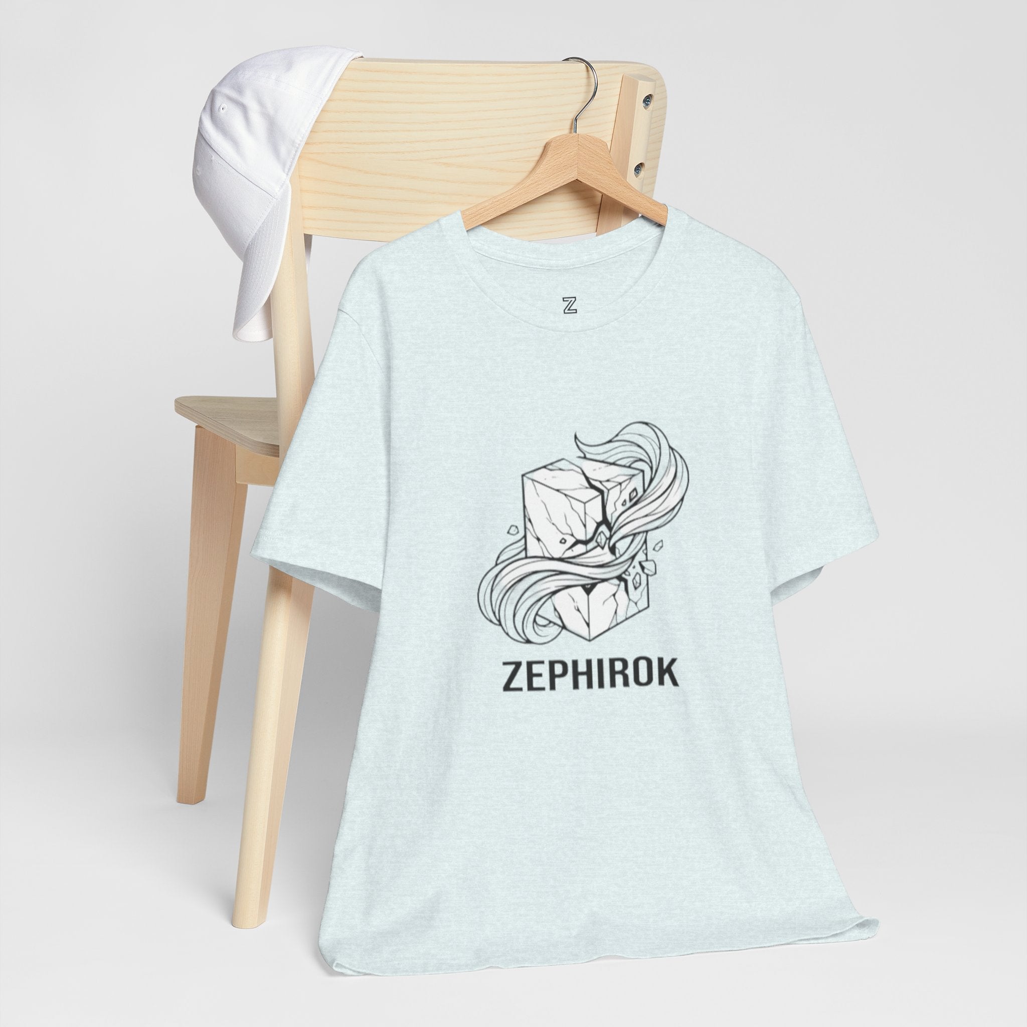 Zephirok Logo T-Shirt — Minimalist Ice Marble & Wind Graphic Tee