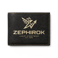 Leather Bi-Fold Wallet — Eagle & Flame Embossed Flip Wallet