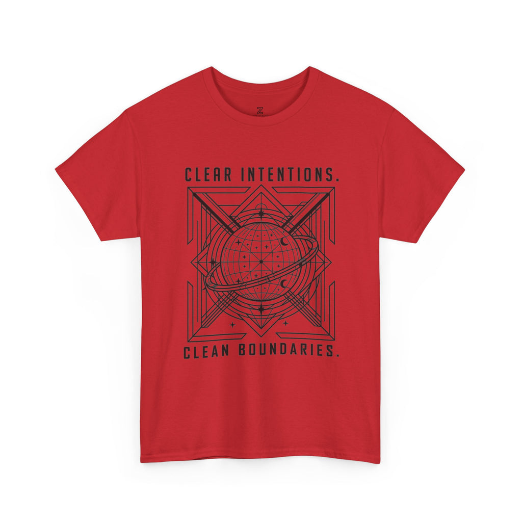 Graphic Tee — "Clear Intentions. Clean Boundaries." Geometric Globe Design