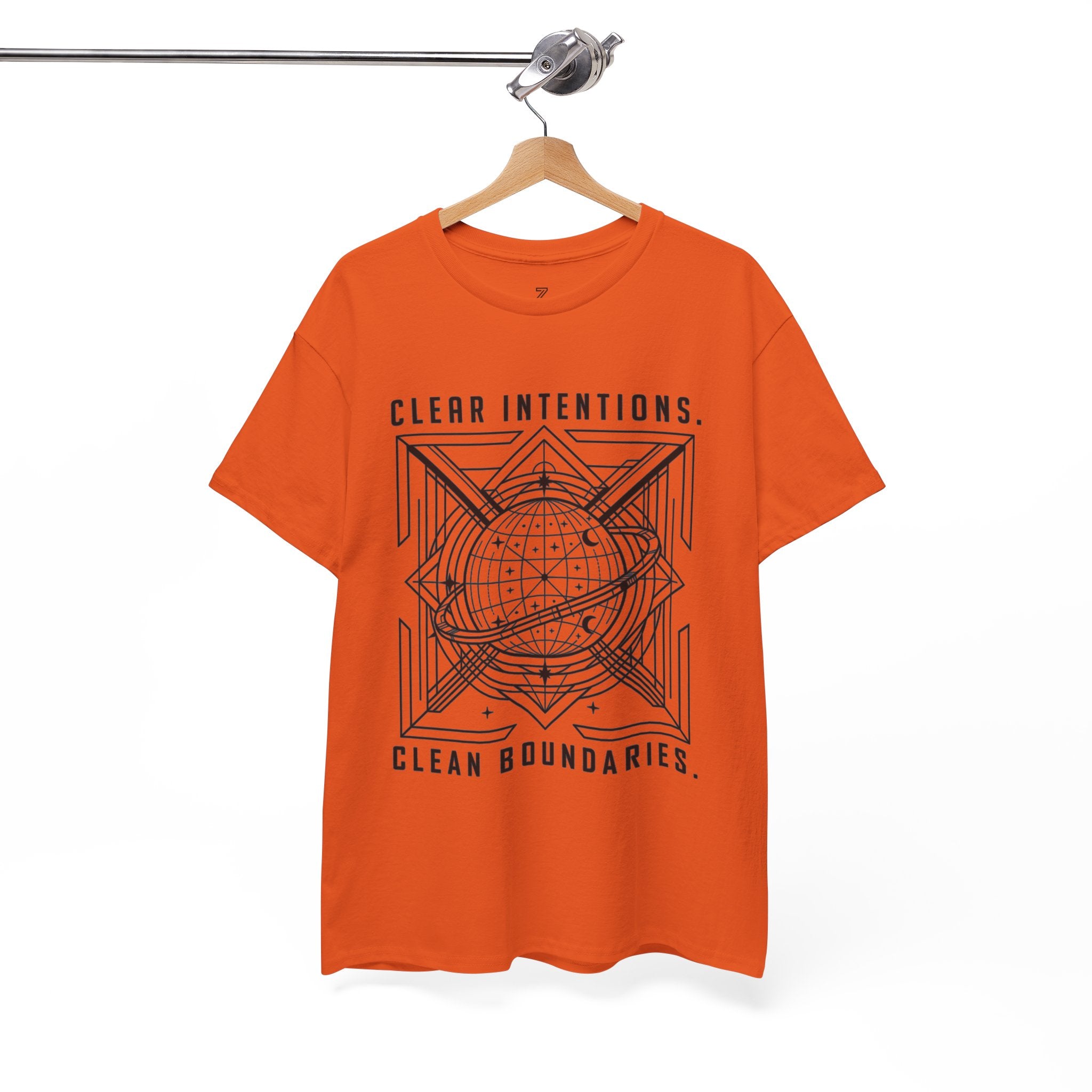 Graphic Tee — "Clear Intentions. Clean Boundaries." Geometric Globe Design