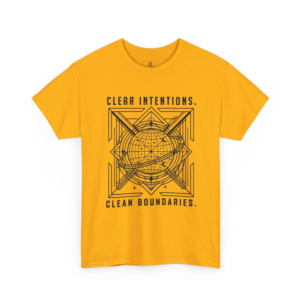 Graphic Tee — "Clear Intentions. Clean Boundaries." Geometric Globe Design