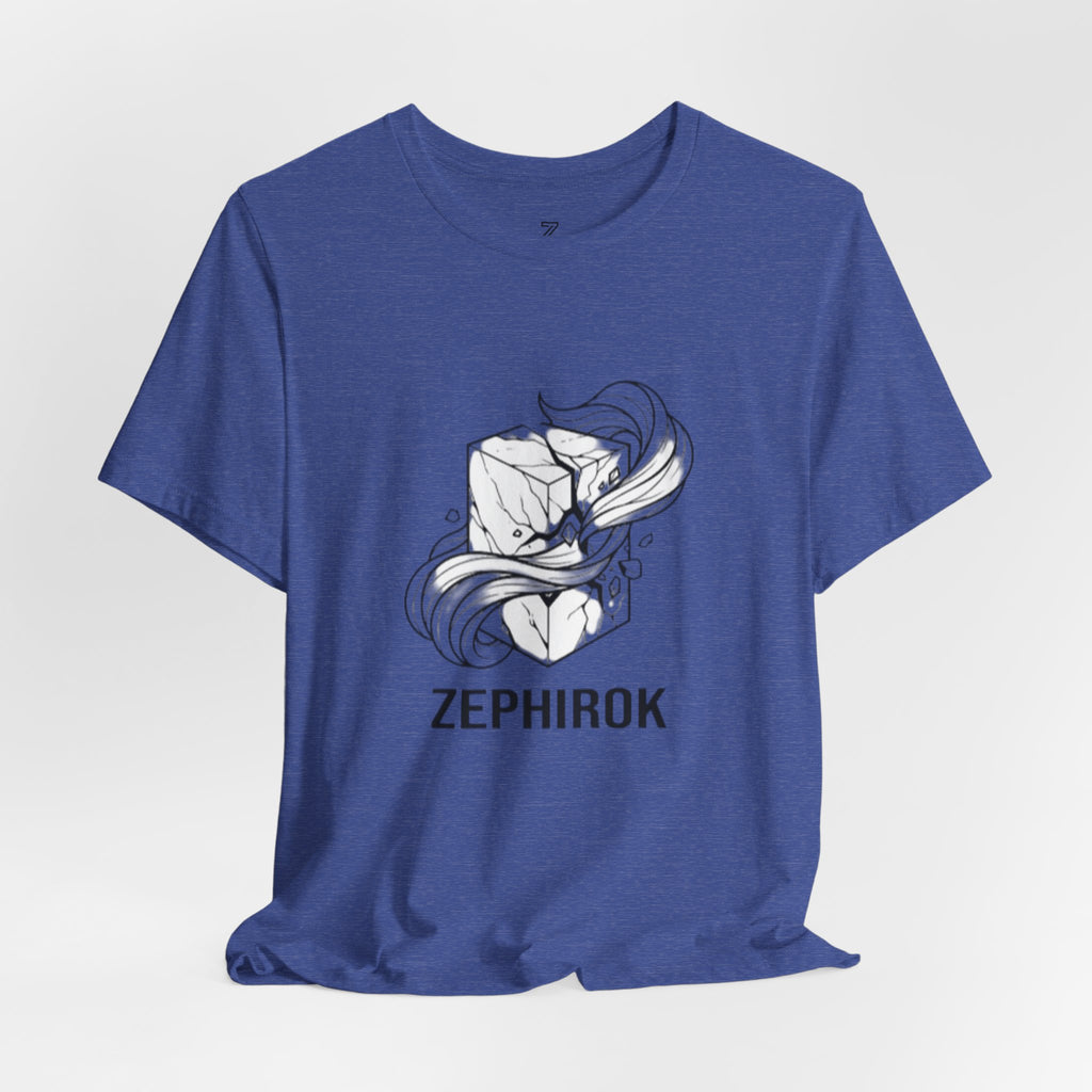 Zephirok Logo T-Shirt — Minimalist Ice Marble & Wind Graphic Tee