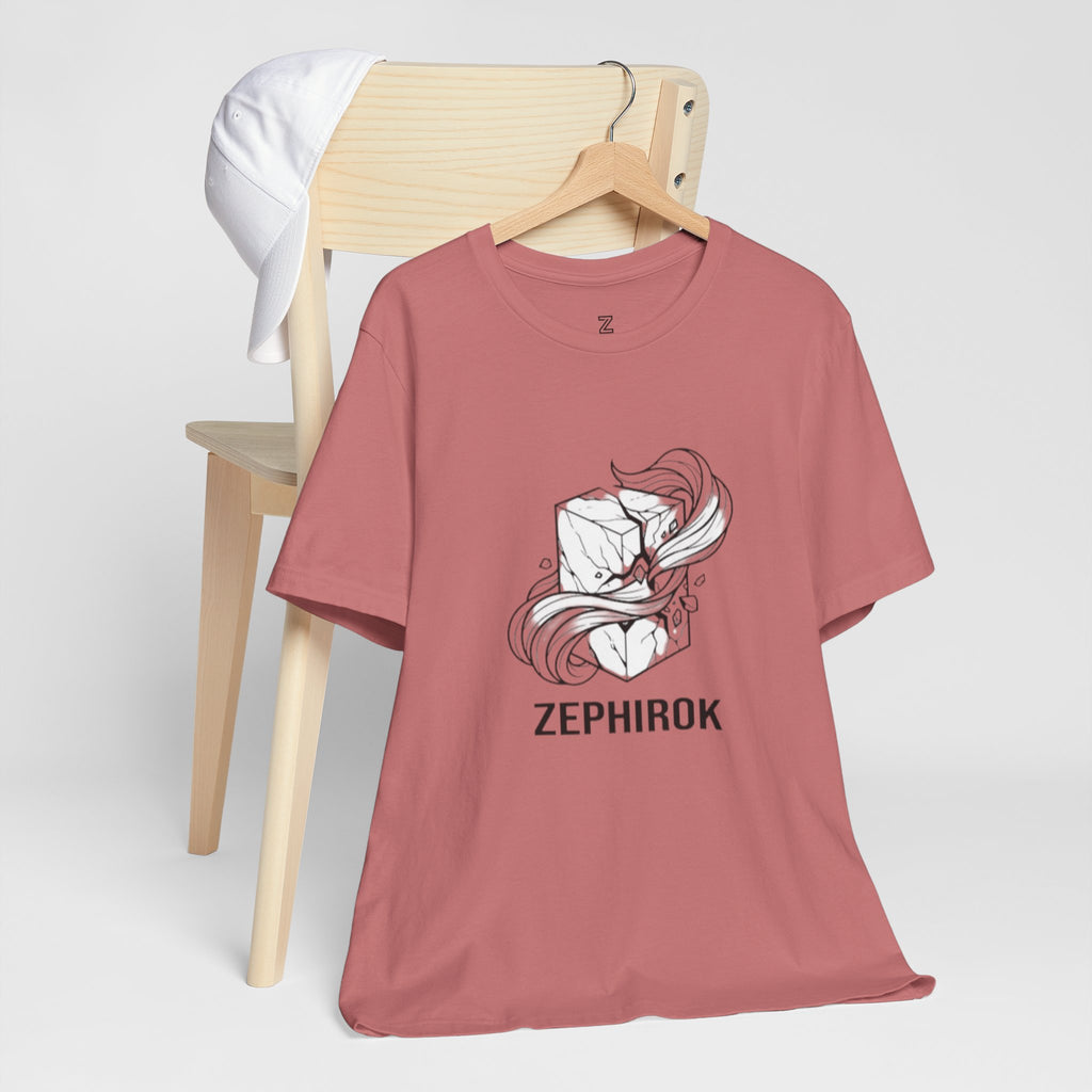 Zephirok Logo T-Shirt — Minimalist Ice Marble & Wind Graphic Tee