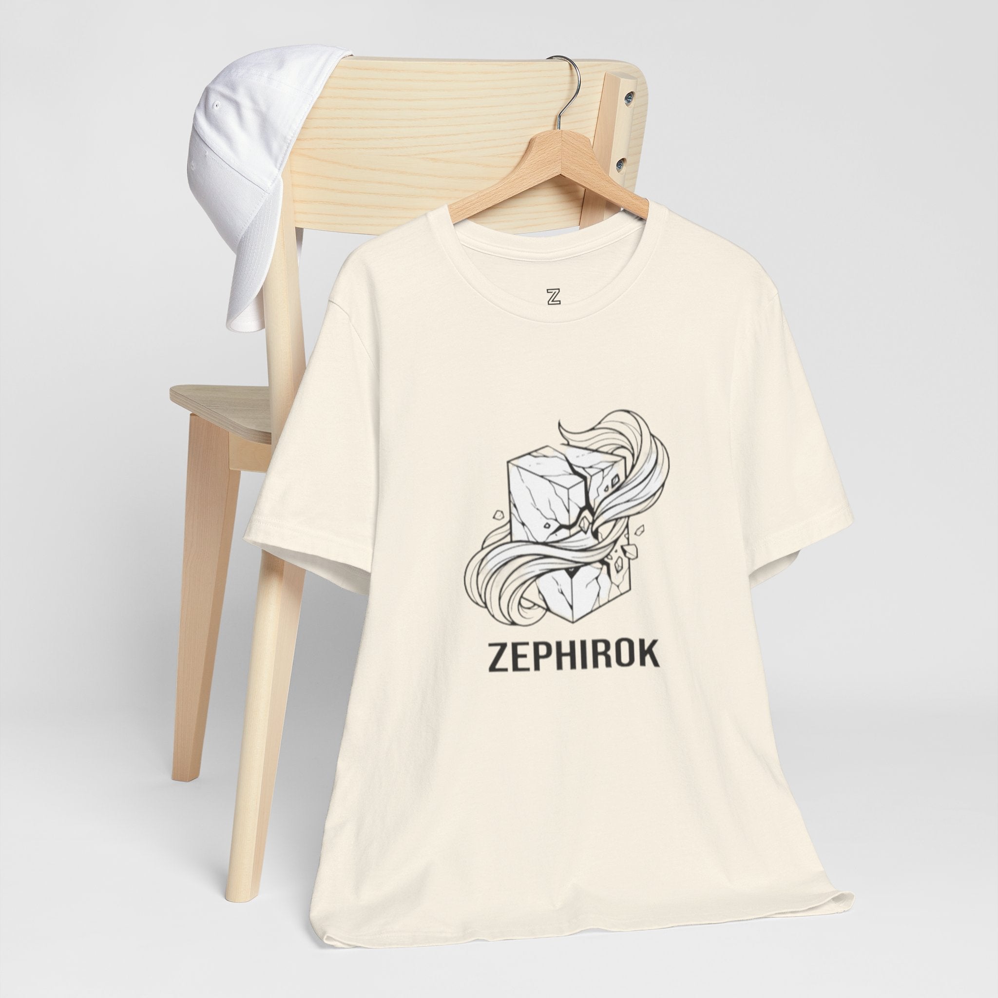 Zephirok Logo T-Shirt — Minimalist Ice Marble & Wind Graphic Tee