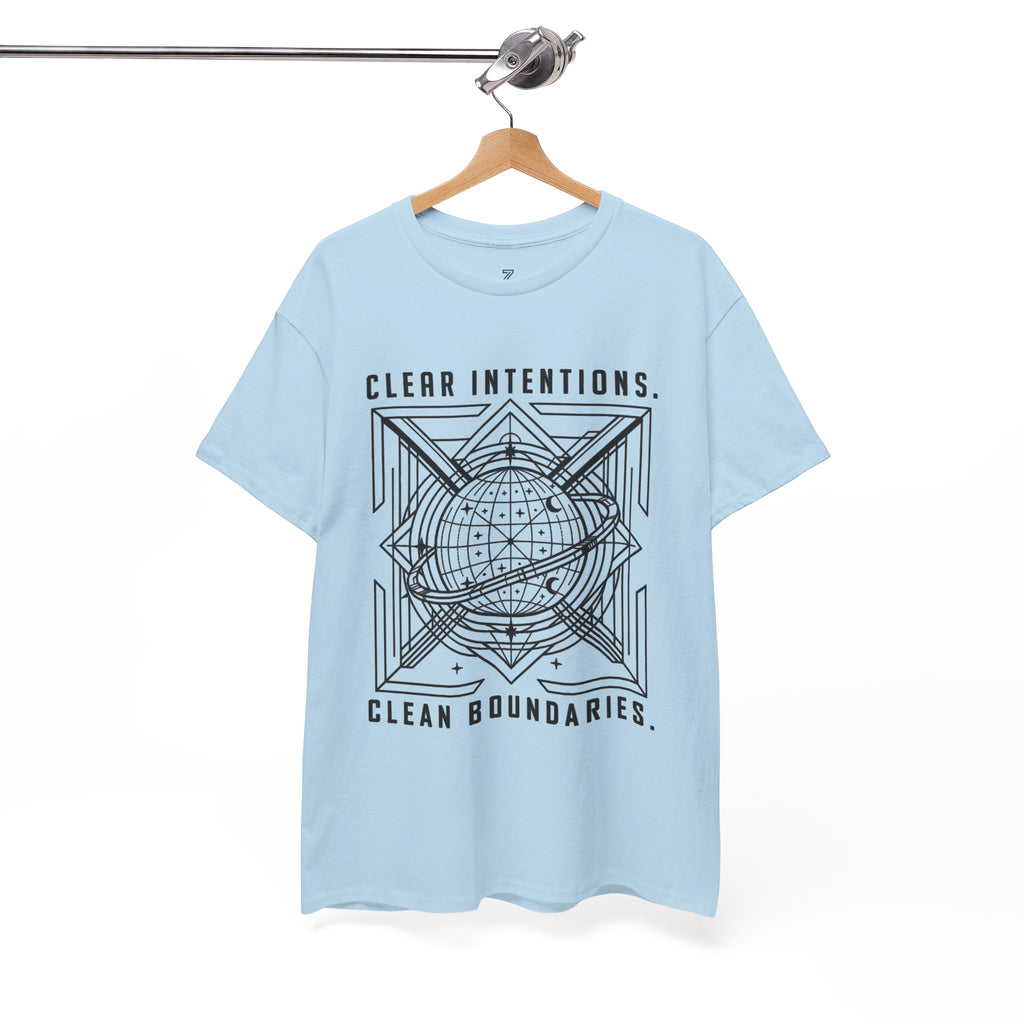 Graphic Tee — "Clear Intentions. Clean Boundaries." Geometric Globe Design
