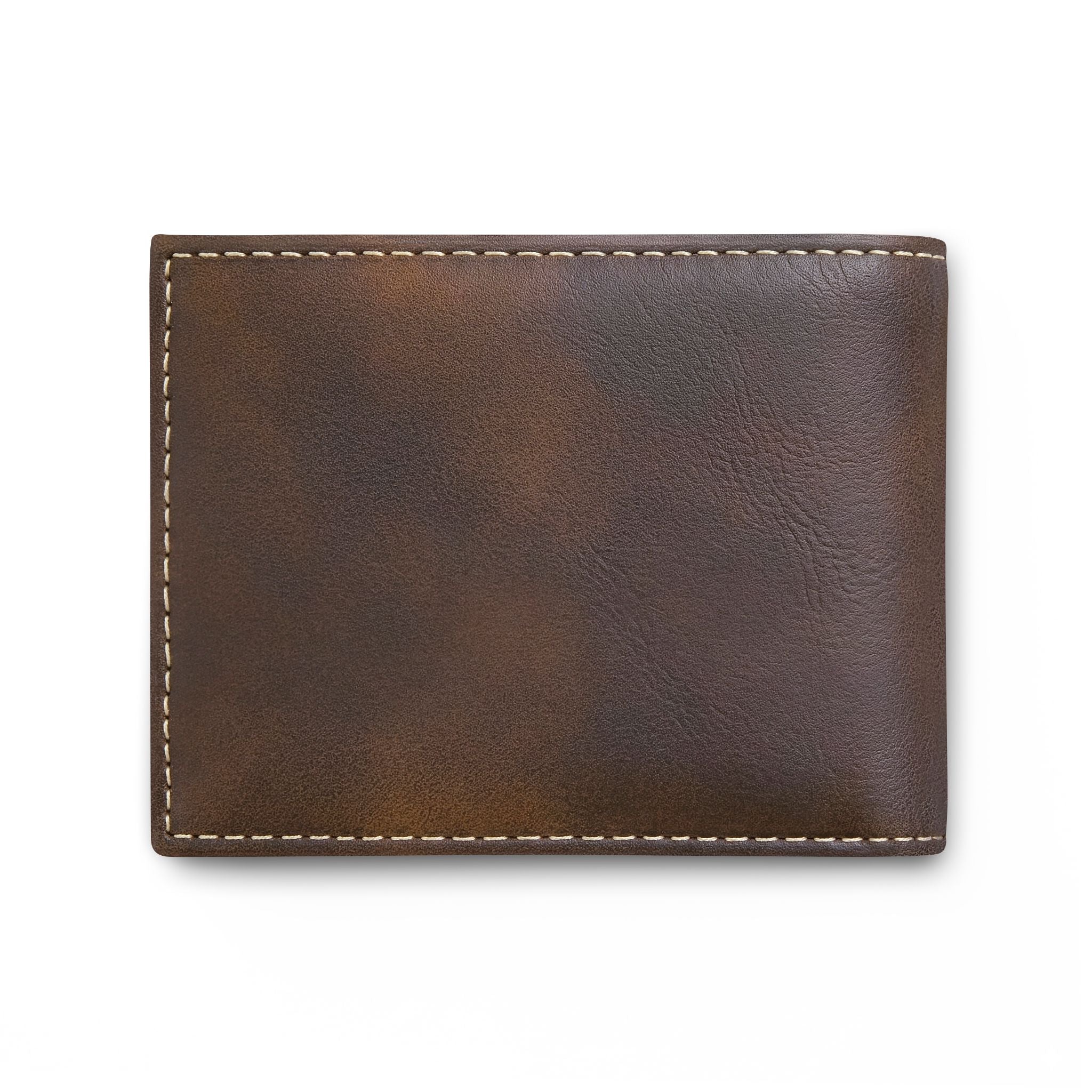 Leather Bi-Fold Wallet — Eagle & Flame Embossed Flip Wallet