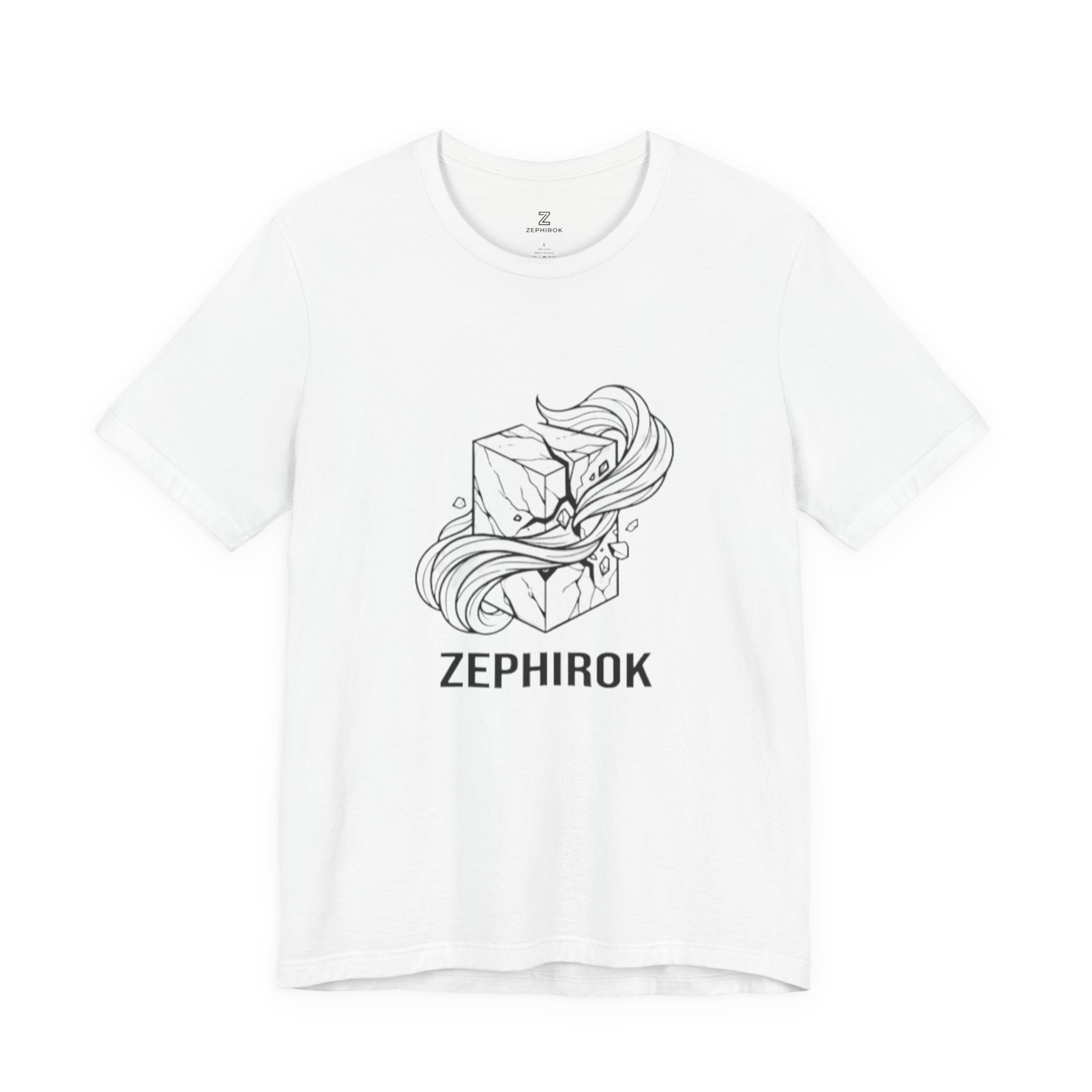 Zephirok Logo T-Shirt — Minimalist Ice Marble & Wind Graphic Tee