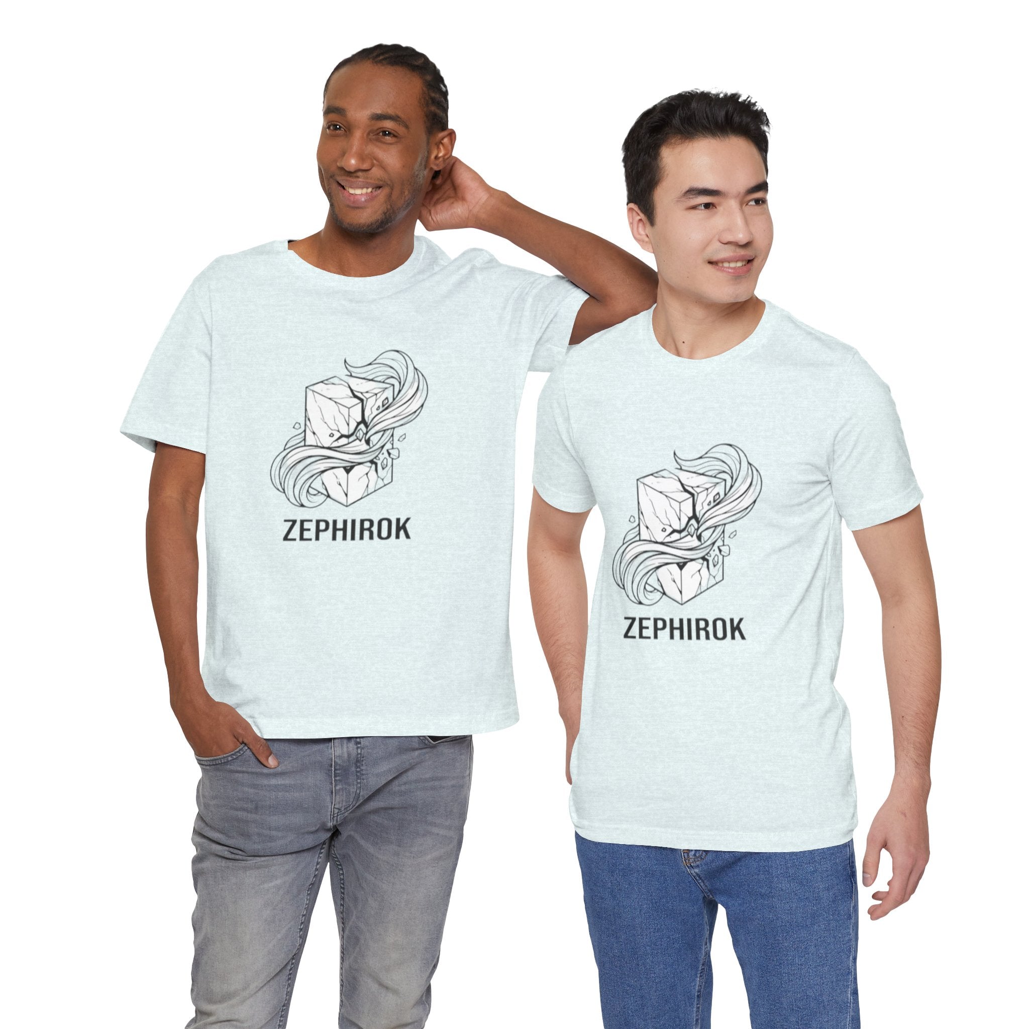 Zephirok Logo T-Shirt — Minimalist Ice Marble & Wind Graphic Tee