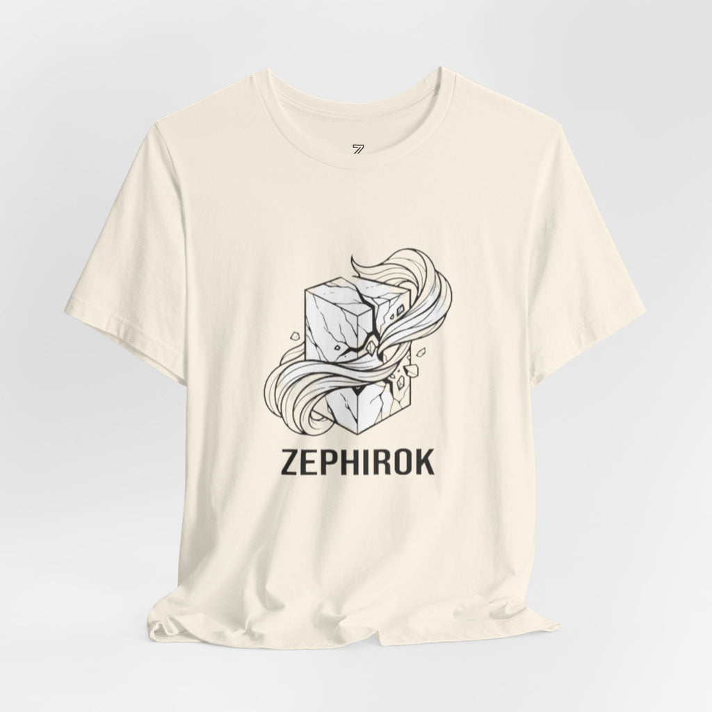 Zephirok Logo T-Shirt — Minimalist Ice Marble & Wind Graphic Tee
