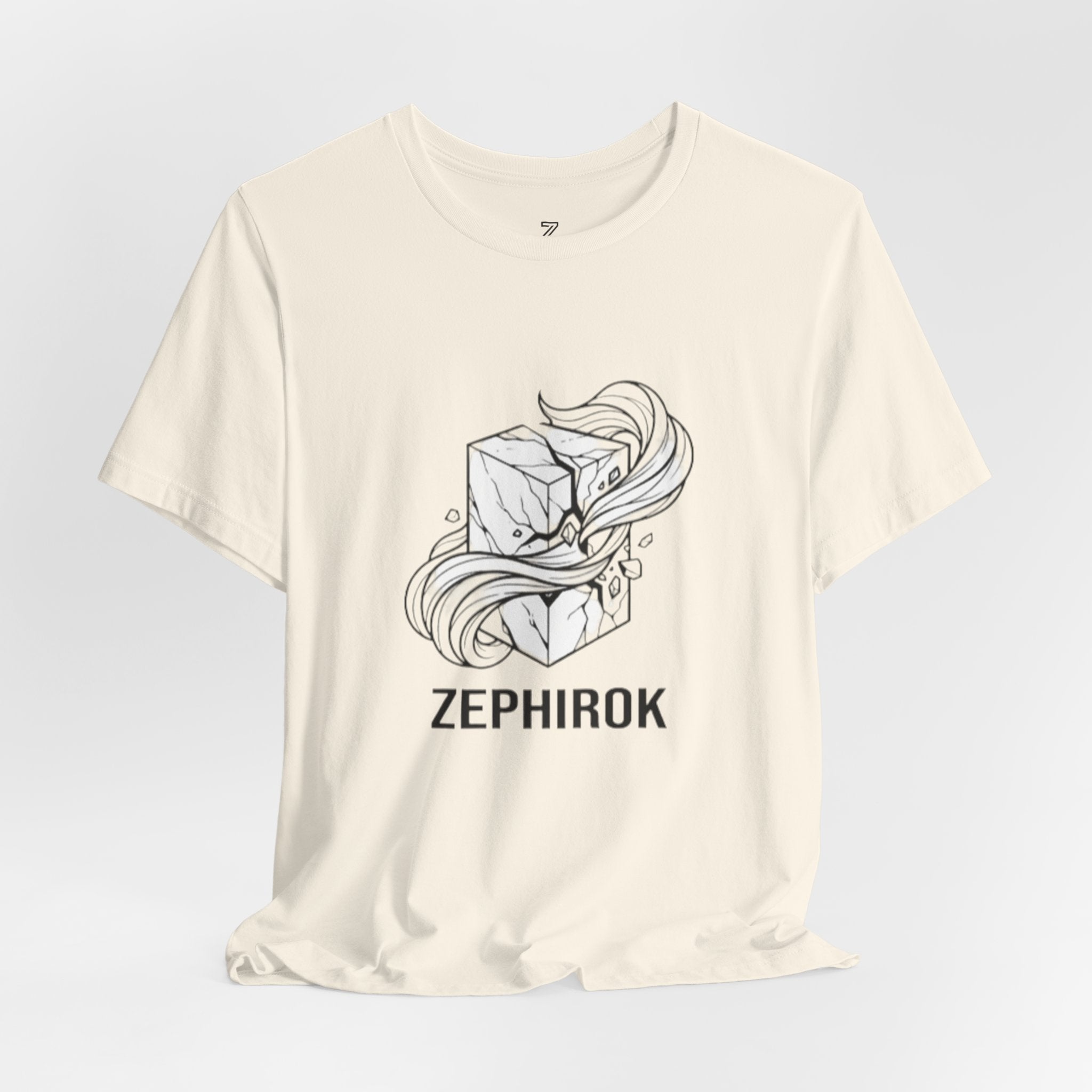 Zephirok Logo T-Shirt — Minimalist Ice Marble & Wind Graphic Tee