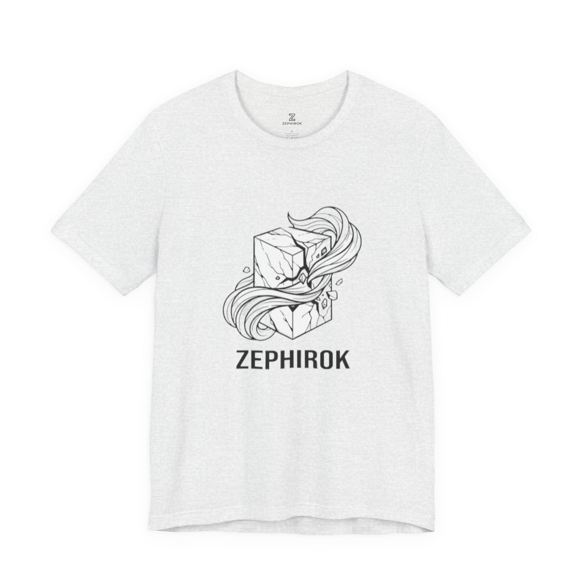 Zephirok Logo T-Shirt — Minimalist Ice Marble & Wind Graphic Tee