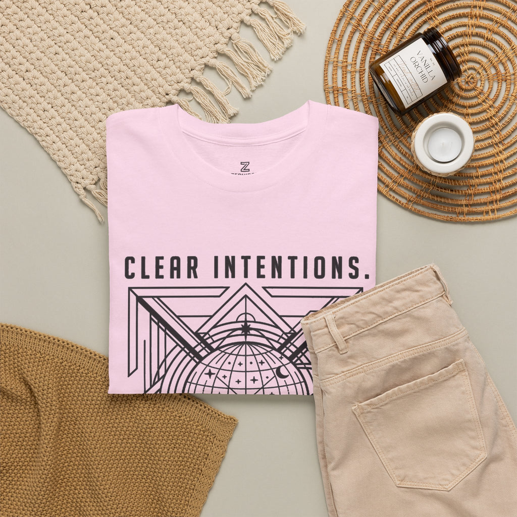 Graphic Tee — "Clear Intentions. Clean Boundaries." Geometric Globe Design