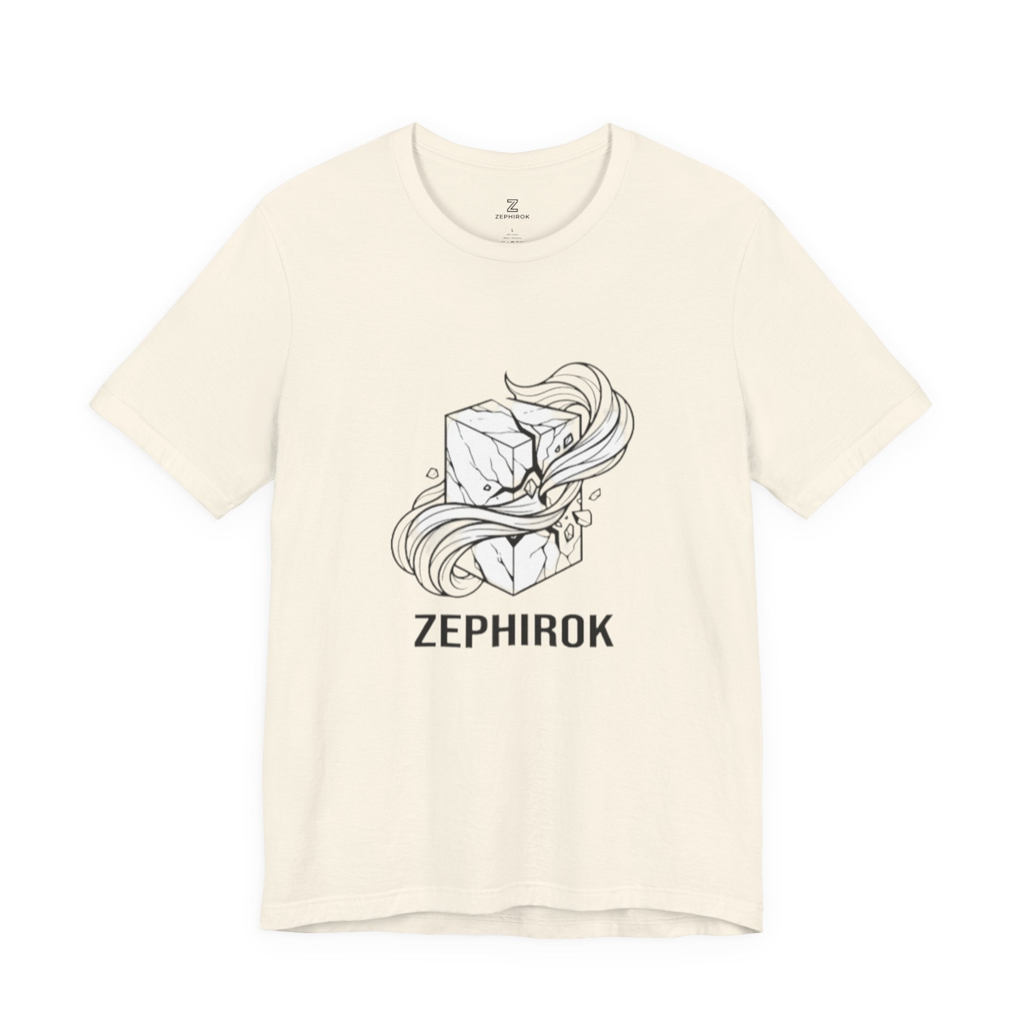 Zephirok Logo T-Shirt — Minimalist Ice Marble & Wind Graphic Tee
