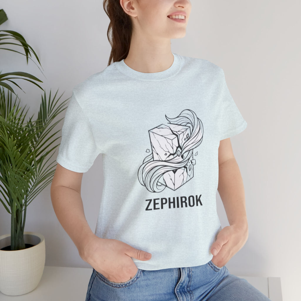 Zephirok Logo T-Shirt — Minimalist Ice Marble & Wind Graphic Tee