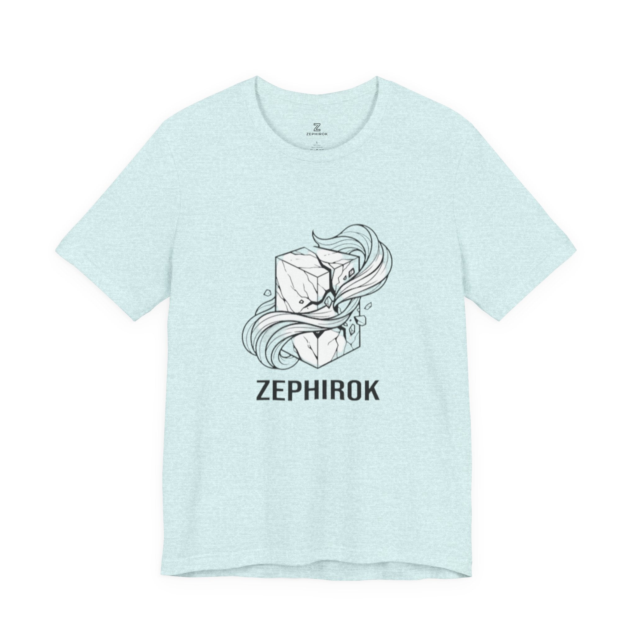 Zephirok Logo T-Shirt — Minimalist Ice Marble & Wind Graphic Tee