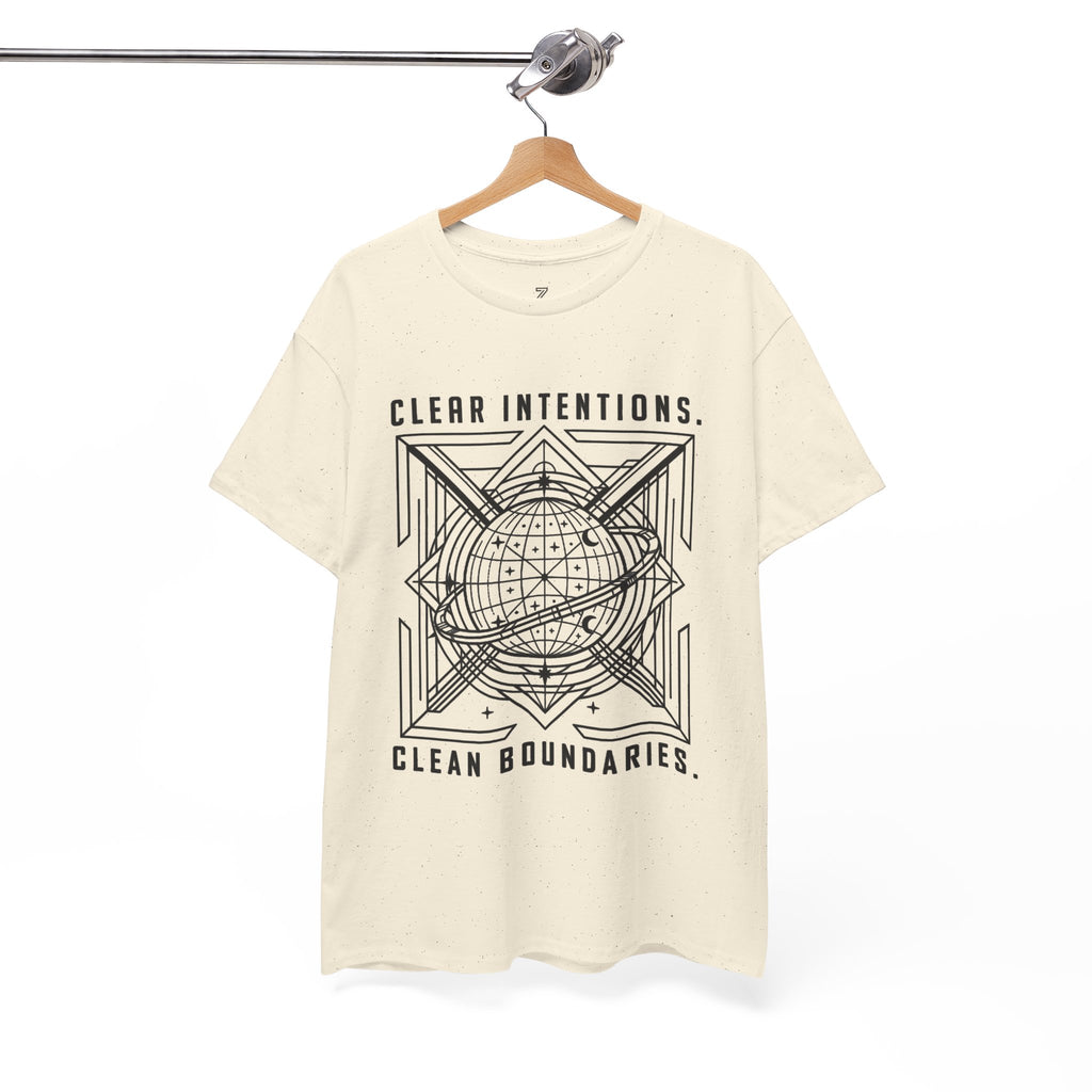 Graphic Tee — "Clear Intentions. Clean Boundaries." Geometric Globe Design